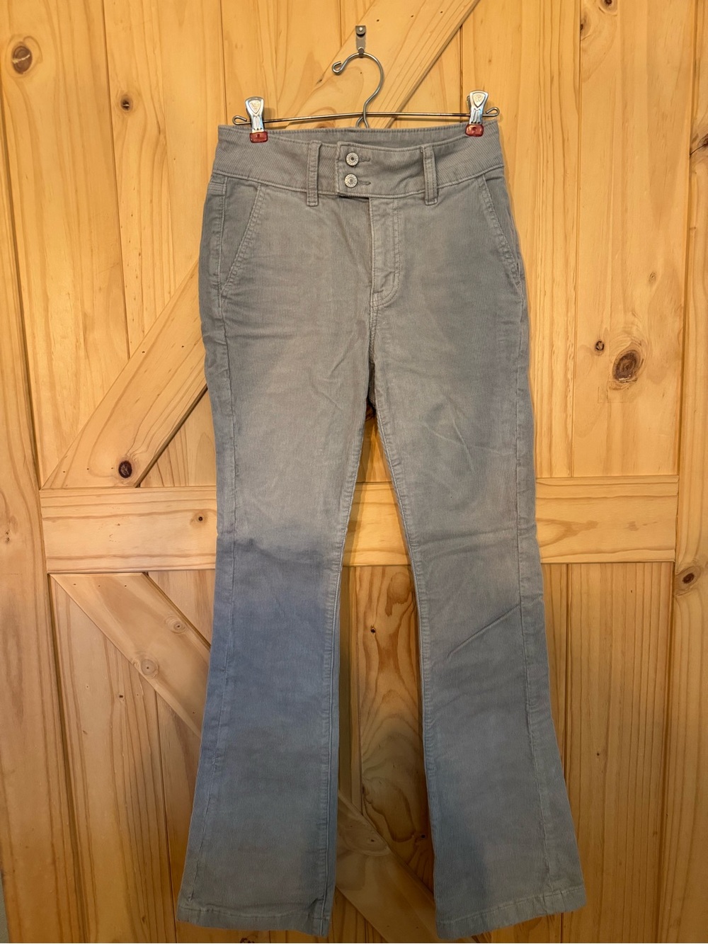 American Eagle Outfitters Gray Corduroy Wide-Leg Jeans